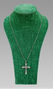 Very Fine Pink Diamond & Diamond 18ct White Gold Crucifix on Chain