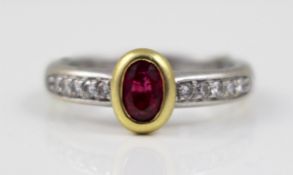 Vintage Ruby Diamond 18ct White Gold Ring