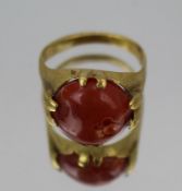 Vintage Gold-Tone Agate Ring