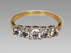 18ct Yellow Gold Diamond Five-Stone Ring – 0.75 Carat