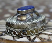 Antique Lapis Islamic Metal Kohl Snuff Box