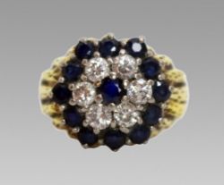 Sapphire & Diamond 18ct Cluster Ring