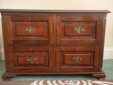 Italian Mahogany Filing Cabinet with Tooled Leather Slides