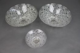 Set of 3 Vintage Pressed Glass Bowls
