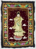 Vintage Chinese Embroidered Silk Wall Hanging