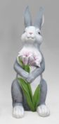 Hand Painted Grey Easter Bunny Statue