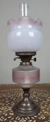 Antique Oil Lamp with Glass Font & Shade