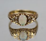 Vintage Opal & Diamond Ring in 9ct Gold