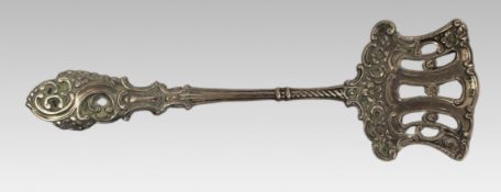 Antique Continental 830 Silver Pierced Pastry Server c.1890