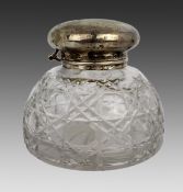 Vintage Silver Plated Crystal Inkwell