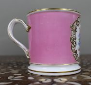 Mid-19th Century Grainger Worcester Porcelain Tankard – Rose Pompadour Ground