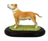 Porcelain Bulldog Figure on Wooden Base