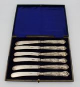 Antique Cased Set of 6 Silver Plated Tea Knives
