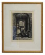Victorian Etching of Orientalist Scene in Gilt Frame, c.1880