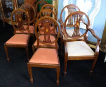 Set of Eight Vintage Mahogany Inlaid Dining Chairs