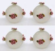 4 x Vintage Glass Lampshade with Porcelain Flowers