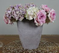 Decorative Floral Arrangement in Textured Grey Vase