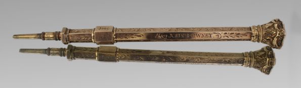 Victorian 9ct Gold Propelling Pencil & Hardstone Fob Seal