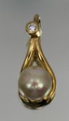 Silver Gilt Pearl Pendant
