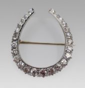 Fine Platinum Diamond Horseshoe Brooch, Circa 1925