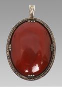 Large Carnelian Brooch Set in Silver
