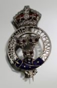 Fine Shropshire Yeomanry Sweetheart Brooch by Garrard – Gold, Enamel, Ruby Eyes