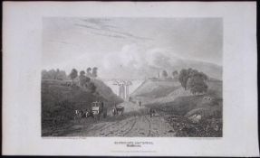 London Highgate Archway Antique 200 Years-Old Steel-Engraving-110