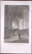 St Catherines Church London Antique 200 Years-Old Steel-Engraving-232