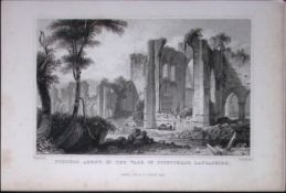 Furness Abbey Lancashire Antique 195 Years-Old Steel-Engraving-4