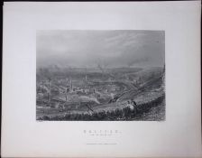 Yorkshire View of The Town of Halifax Victorian Antique 150 Years-Old Engraving-3