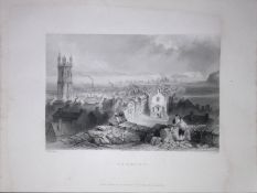 Wales View of Cardiff City WH Bartlett 1842 Antique Steel Engraving-206