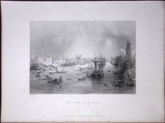 London Port WH Bartlett 183 Years-Old Antique Steel Engraving-4