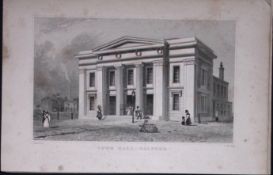 Salford Town Hall Antique 195 Years-Old Steel-Engraving-60