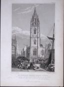 Liverpool St Nicholas Church Antique 195 Years-Old Steel-Engraving-35