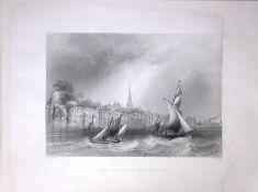 The Walls of Southampton WH Bartlett 1842 Antique Steel Engraving-120