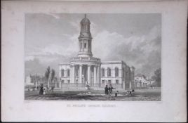 Salford St Philips Church Antique 195 Years-Old Steel-Engraving-20