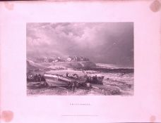 Northumberland Cullercoats WH Bartlett 183 Years-Old Antique Steel Engraving-47