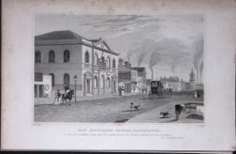 Manchester New Jerusalem Church Antique 195 Years-Old Steel-Engraving-55
