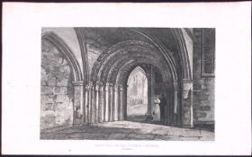 Temple Church Fleet Street London Antique 200 Years-Old Steel-Engraving-260