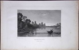 Wales On The River Pembroke Castle Antique 166-Year-Old Steel Engraving-30