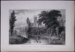 Tiverton Church Devonshire Antique 193 Years-Old Steel-Engraving-44