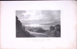 Wales Llyn Tegid Or Bala Lake Antique 166-Year-Old Steel Engraving-23