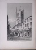 Cornwall St Austell Town Antique 193 Years-Old Steel-Engraving-23