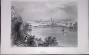 Ireland View the City of Waterford Antique 183 Years-Old Steel-Engraving-36.