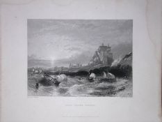Holy Island Northumberland WH Bartlett 1842 Antique Steel Engraving-216