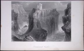 Ireland Dunseverick Castle Antrim Ulster Antique 183 Years-Old Steel-Engraving-42.