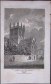 Oxford Merton College Chapel Antique 212 Years-Old Steel-Engraving-42