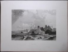 Blyth Northumberland WH Bartlett 183 Years-Old Antique Steel Engraving-59