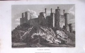 Conwy Castle Wales Antique 213 Years-Old Georgian Steel-Engraving-193.