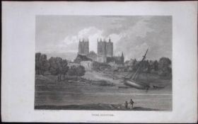 York Minster Yorkshire Antique 213 Years-Old Steel-Engraving-16